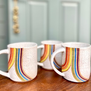Handmade rainbow pottery mug image 2