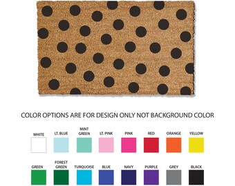 Polka-Dot Coir Door Mat, Classic Doormat, Large Doormat, Welcome mat, Home decor, Patterned doormat, Extra large Doormat