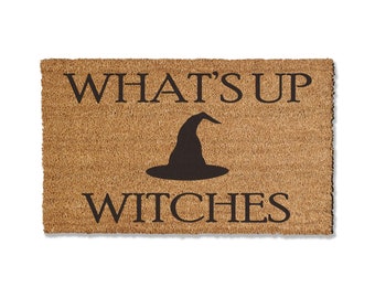 Halloween Doormat, What's Up Witches Doormat, Funny Doormat, Welcome Mat, Coir Doormat, Large Doormat, Home Decor