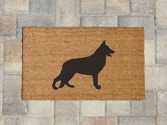 German Shepherd Silhouette Doormat Size Options