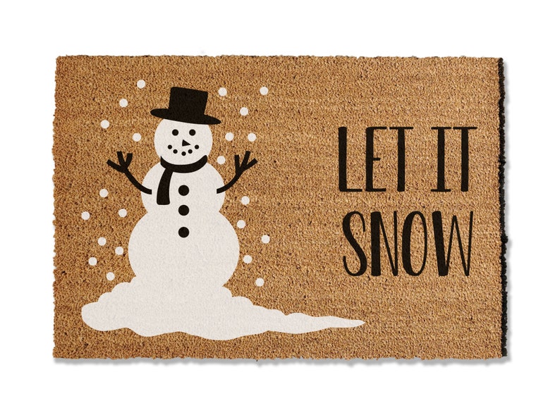 Let It Snow Doormat Snowman Doormat Mat Winter Etsy