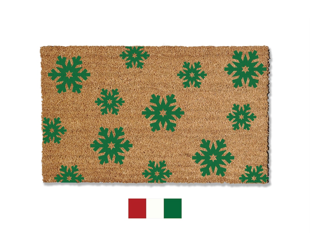 Snowflake Coir Door Mat Color Options Winter Doormat Etsy