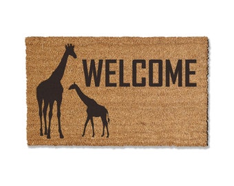 Giraffe Doormat, Welcome Mat, Coir Doormat, Home Decor, Large Doormat, Multiple Sizes, House warming gift