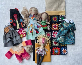 Mommy and daughter dolls, cloth doll,doll with clothes  doll set,  rag doll, dress up doll, doll with clothes