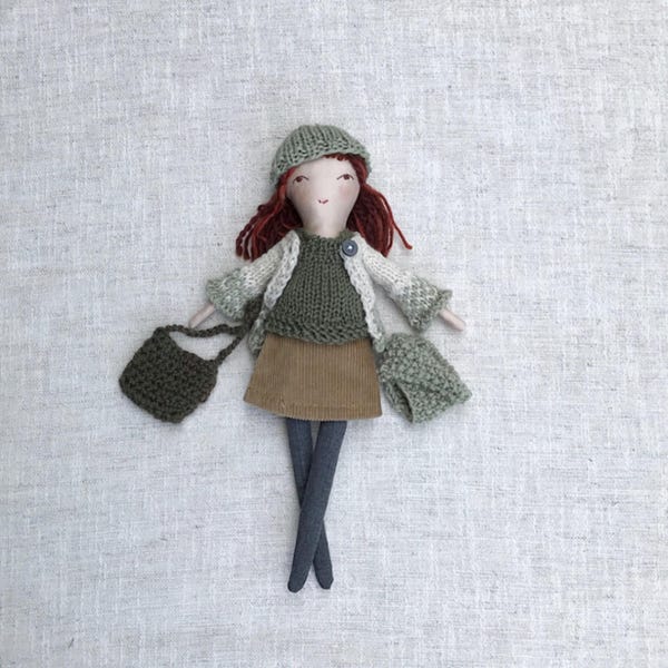 Muñeca de trapo, vestido de muñeca, muñeca de tela hecha a mano, sistema de la muñeca, muñeca suave, muñecas para vestir, muñeca de trapo