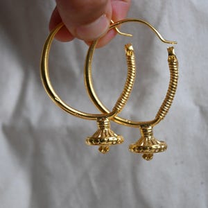 Chunky Gold Plated Hoop Earrings | Ethnic Hoop Earrings | Afghan Earrings