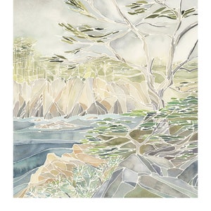 Cypress Grove, Point Lobos, California Coast Watercolor Landscape Painting - Fine Art Print