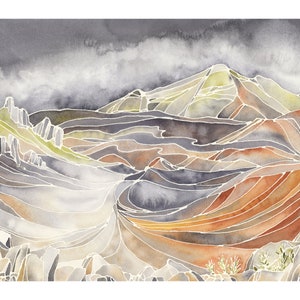 Haleakala Volcano, Maui, Hawaii Watercolor Landscape Painting - Fine Art Print