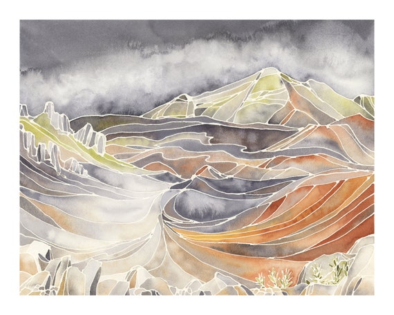 Haleakala Maui Watercolor Fine Art Print | Etsy