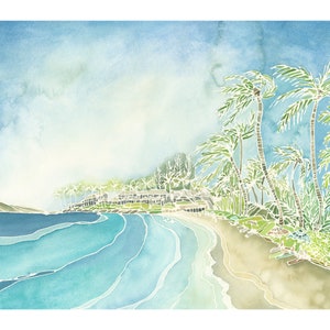 Napili Bay, Maui Hawaii Ocean Watercolor Landscape Painting - Fine Art Print