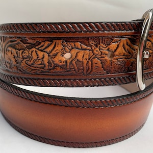 Personalized Leather Belt / Deer / Wildlife / Free Name / Free Shipping image 6