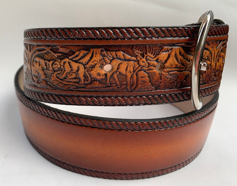 Personalized Leather Belt / Deer / Wildlife / Free Name / Free Shipping image 6