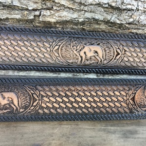 Personalized Leather Belt  / Black Wolf / Basketweave / Free Name /Free Shipping
