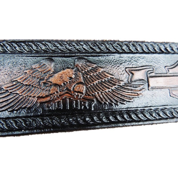 Personalized Leather Belt / Motorcycle / Eagle / Free name / Free Shipping