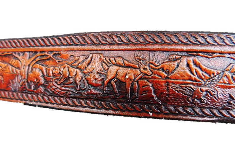 Personalized Leather Belt / Deer / Wildlife / Free Name / Free Shipping image 4