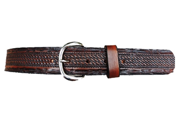 Personalized Leather Belt / Basketweave / Barbwire / Free  display picture 1