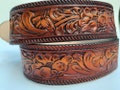 Personalized Leather Belt / Brown Western Scroll/ Free Name / Free Shipping