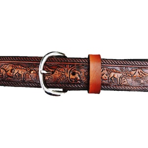 Personalized Leather Belt / Deer / Wildlife / Free Name / Free Shipping image 3