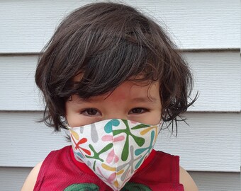 CHILDREN Face Masks 100% Cotton, Reusable, Washable, Reversible, 2 Full Skull ADJUSTABLE Braids, 2 Sizes from 4 Years Up, Made in USA