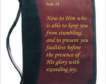 Leather Bible Case with Printed Scripture Verse