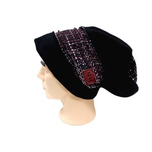 Unisex Soft Winter Hat in Wool and Purple Boucle, Lined with Tricot, High Profile Couture, Made in USA