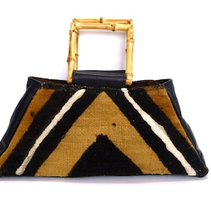 BAMAKO Afro-Centric clutch from African mudcloth and Horween leather