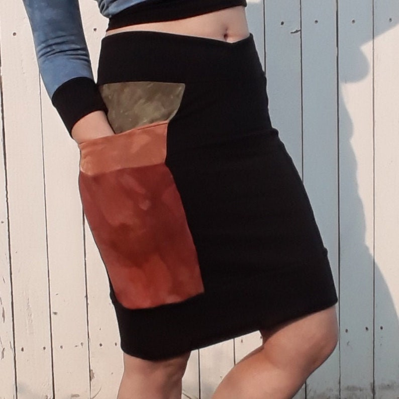 Jammin Fleece-lined Skirt in Black Green Orange Red with Pockets Bamboo Viscose Cotton