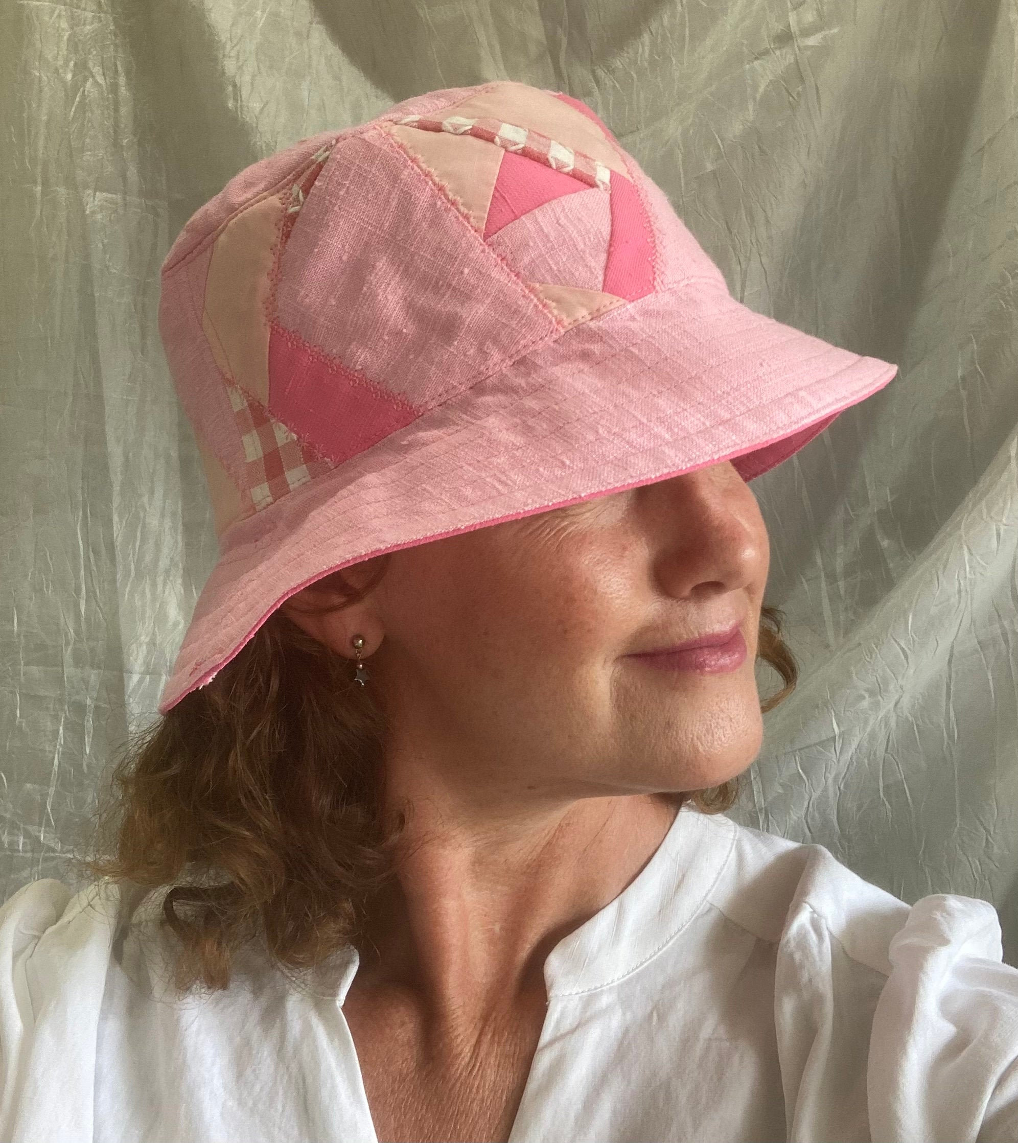 Reversible bucket hat handmade patchwork roses stealie SYF piano ❤️⚡️? grateful I made a patchwork bucket hat out of scraps today .. ? ? main image 4