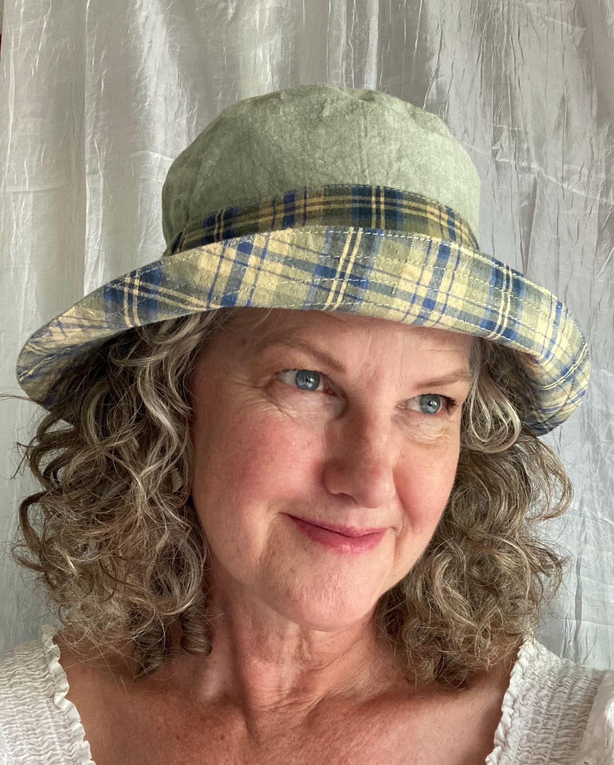 Vintage Browns of Bermuda 80s Tartan Plaid Bucket Hat Blue Wool Made‎ in Ireland Prairie Plaid Reversible Bucket Hat – The Andover Shop main image 2