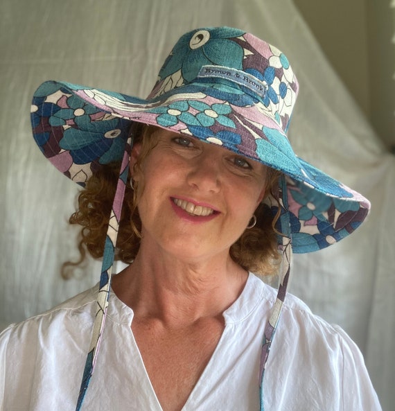 Floral Cotton Wide Brimmed Sun Hat With 