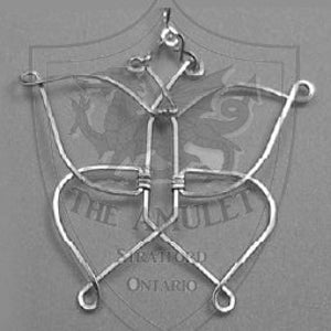 May include: Silver metal butterfly pendant with a delicate, intricate design. The pendant is made of two intertwined loops that form the wings of the butterfly.