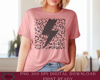 Leopard Lightning Bolt PNG- Black Leopard- Sublimation Download- Clipart