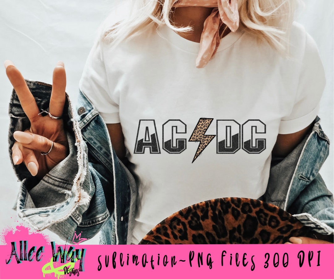 AC DC Rock PNG- Rock Band- Sublimation Download- Leopard Lightning File ...