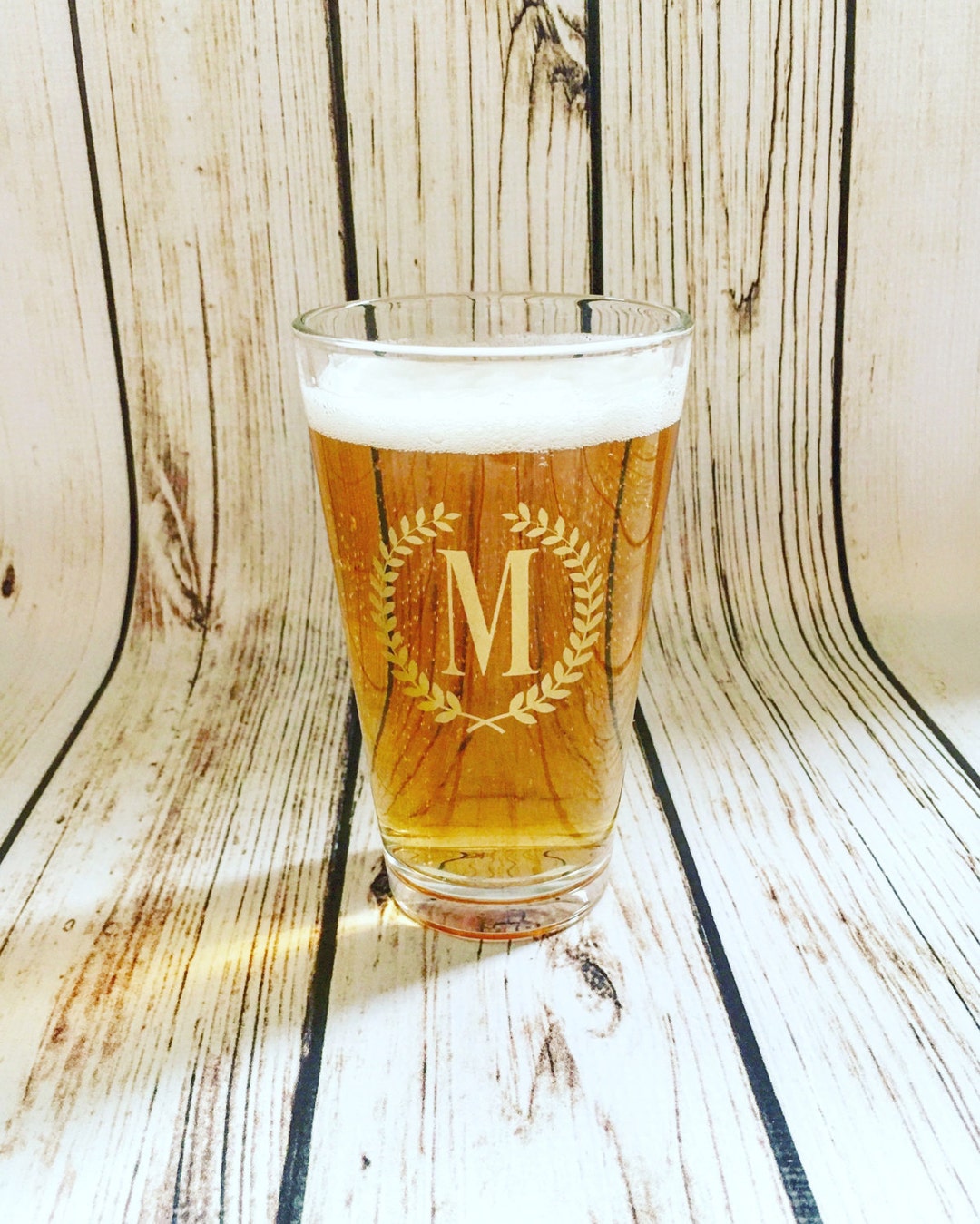 Monogrammed Pint Glass // Beer Glass // Custom Pint Glass Etsy