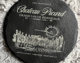 Chateau Picard Laser Engraved Slate Coaster inspired by Star Trek Picard series