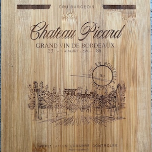 Custom Laser Engraved Star Trek inspired Chateu Picard Cutting Board