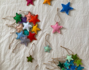 Farmhouse felt star ornaments