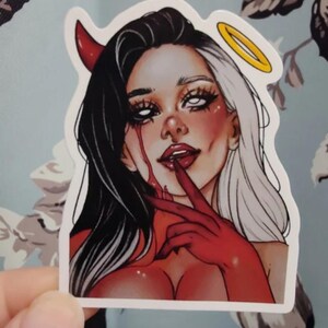 Angel Devil Satan Saint Halo Demon Vinyl Sticker Gothic Horror Halloween Stickers