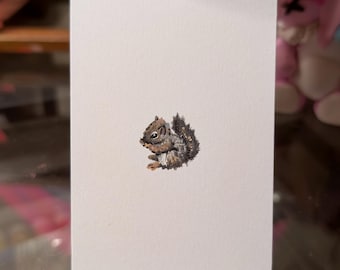 ACEO Art Print – Miniature Squirrel Painting, Artist Trading Card (2.5x3.5")