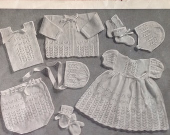 Pattern for 8 knitted baby garments. Vintage pattern.