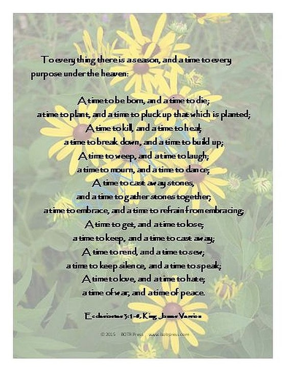 Ecclesiastes 3: 1-8 with Sunflowers IOF008S | Etsy