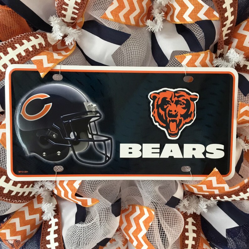 Chicago Bears Football Deco Mesh Handmade Wreath Etsy