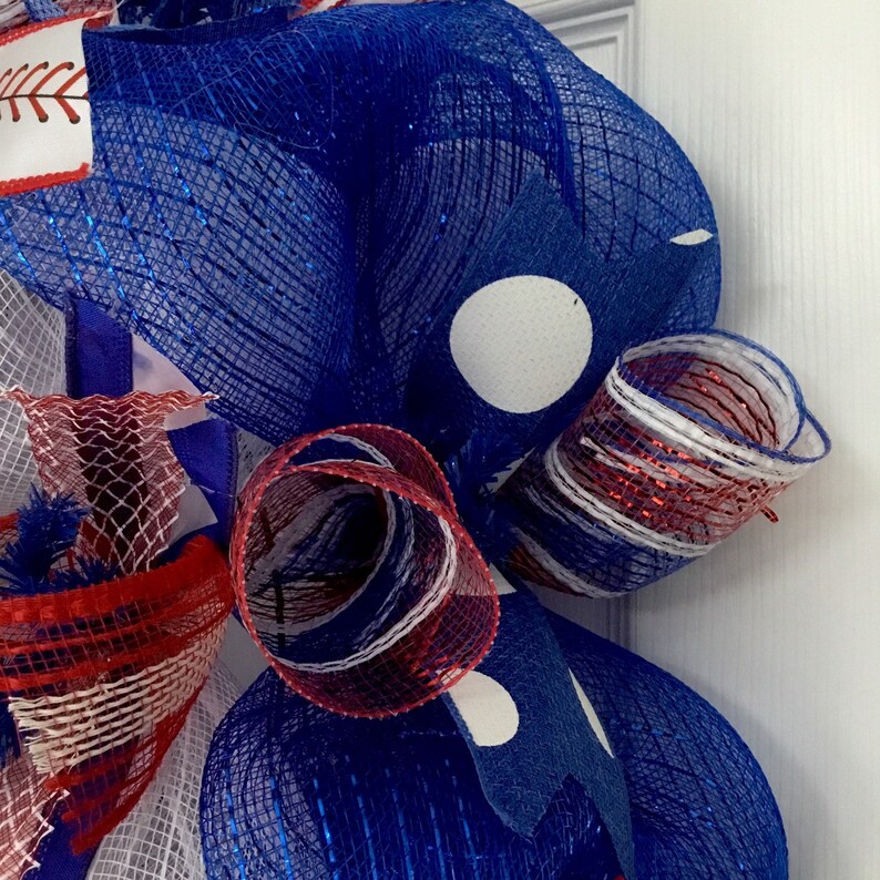 Chicago Cubs Baseball Wreath Handmade Deco Mesh