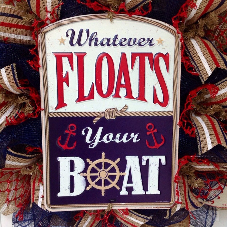 Whatever Floats Your Boat Nautical Sailing Wreath Handmade Etsy