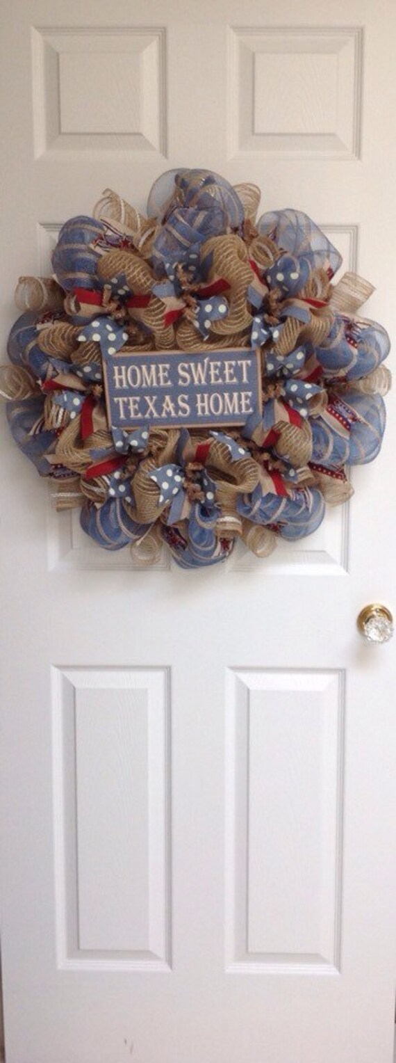 Home Sweet Texas Home Wreath Handmade Deco Mesh 