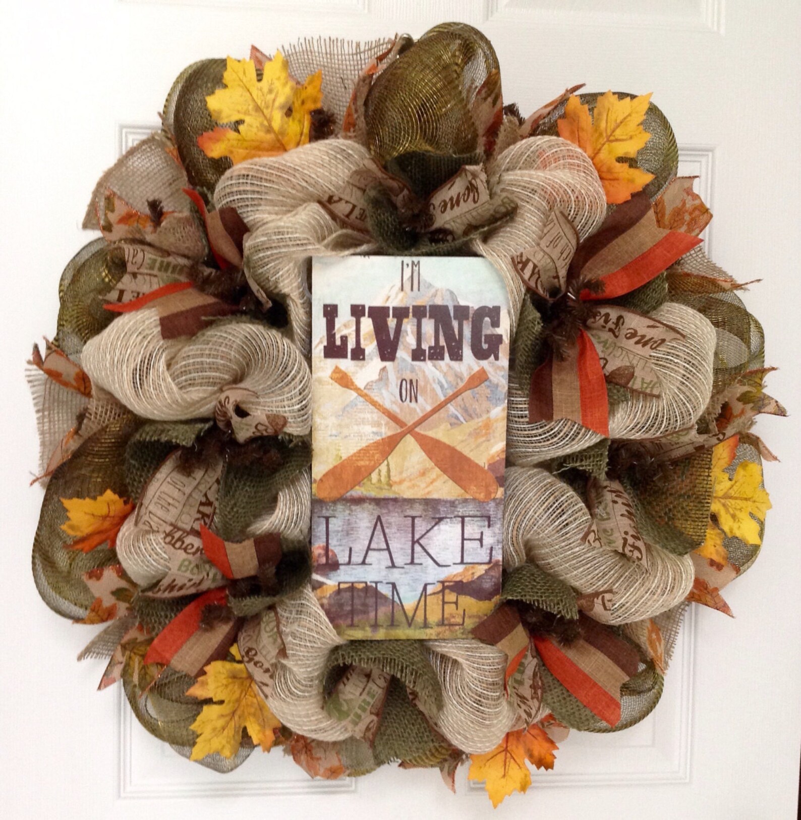 I Am Living On Lake Time Handmade Deco Mesh Wreath Etsy