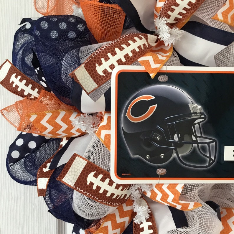 Chicago Bears Football Deco Mesh Handmade Wreath Etsy