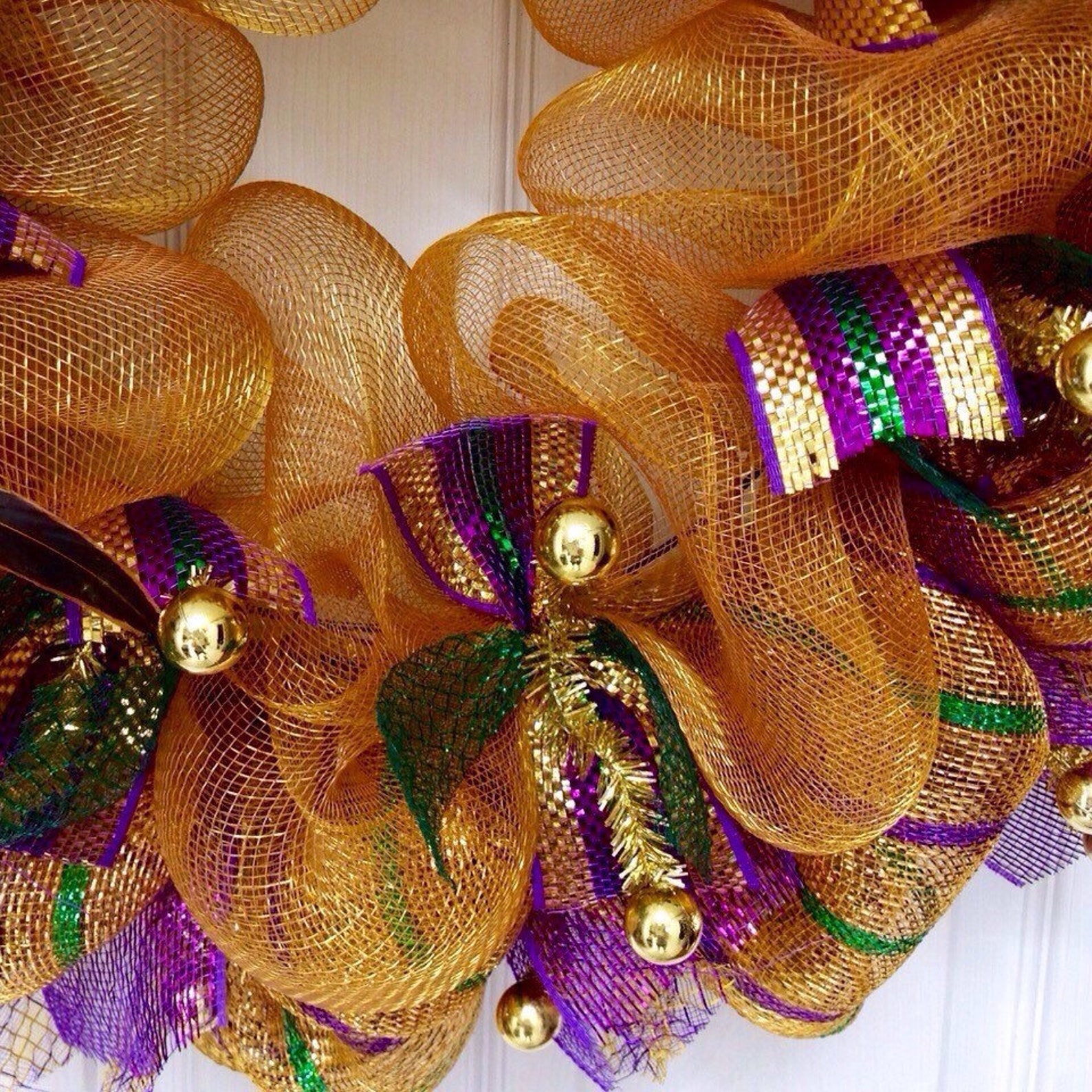 Mardi Gras Wreath Y'all With Festive Mask Deco Mesh Etsy