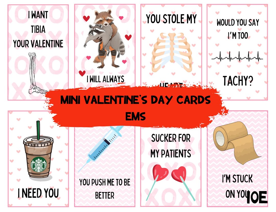 Funny EMS Valentine's Day Cards: Emt/paramedic Gift (digital Download ...
