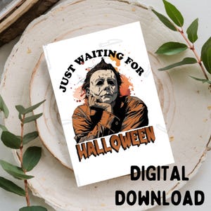 Esperando Halloween - Tarjeta de felicitación de Halloween, imprimible, DESCARGA DIGITAL SOLAMENTE para tarjeta de 5x7